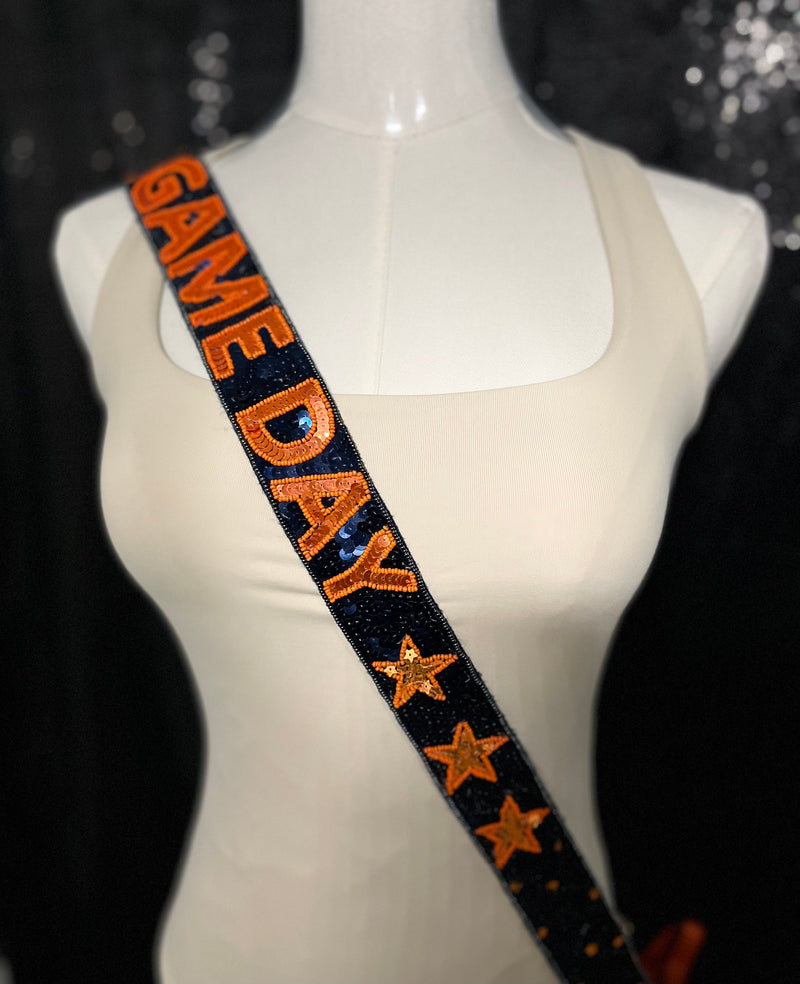 Game Day replacement purse strap - orange & navy